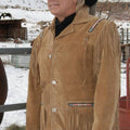 Men Brown Suede Vintage Traditional Western Cowboy Leather Jacket Braided Fringe Hand Made Country Side Red Indian Western Wear - LEATHER CHAPTER