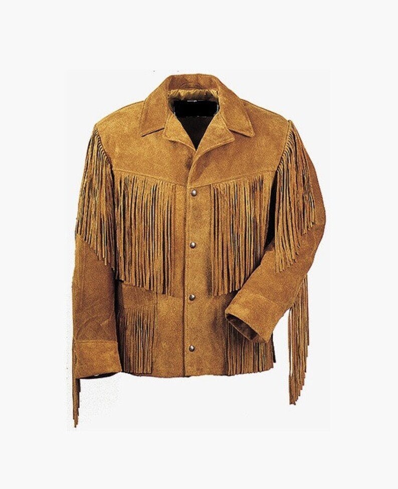 Leather jacket Men's Traditional Native Brown Classic Suede Leather Western Jacket Braided Fringes Country Side Red Indian Western Wear - LEATHER CHAPTER