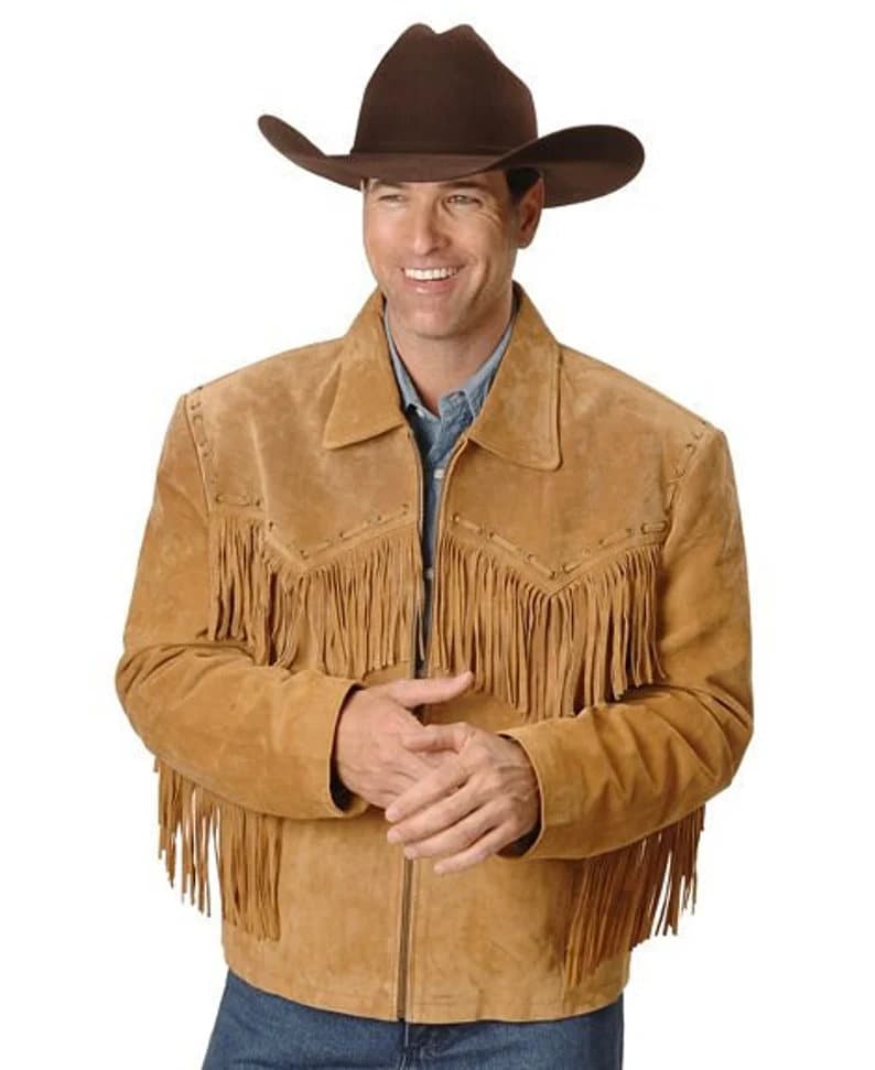 Western Jacket Suede Handmade Western Suede Leather Mountain Men Buckskin Shirt With Fringes Cowboy Rodeo Style Shirt - LEATHER CHAPTER