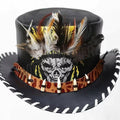 Top Hat Red Indian Chief Feather Braided Brim Teeth Band Leather Top Hat Native Western Hat Gothic Hat Steampunk Hat Halloween Gifts - LEATHER CHAPTER