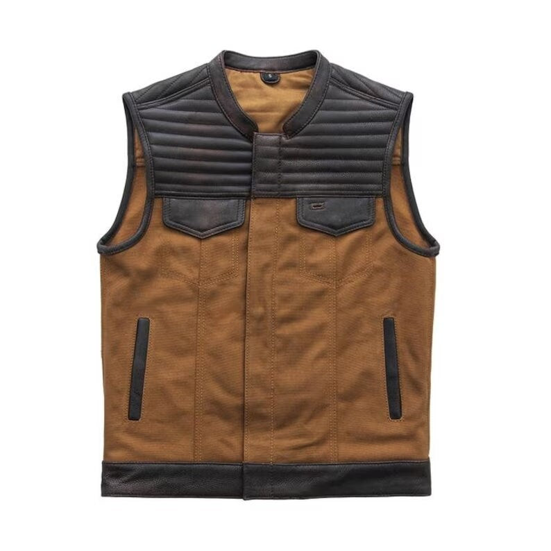 Leather Vest ,Mens Hunt Club Black Paisley Leather Build Denim Style Rider Motorcycle Leather Vest,Mens Vest - LEATHER CHAPTER