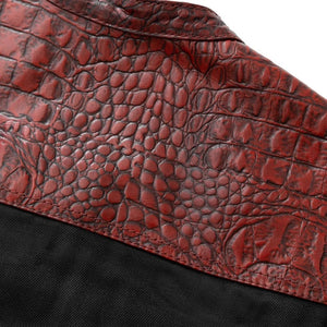 Leather Vest ,Crockodile Plated Leather Red Wax Motorcycle Mens Vest Denim Vest Black Vest - LEATHER CHAPTER