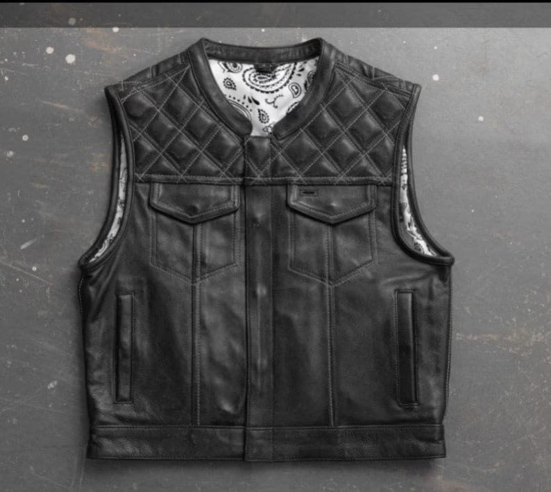 Leather Vest Black Leather Vest Denim Vest Leather Men Vest Biker vest Motorcycle Vest Men Motorcycle Gifts For Men - LEATHER CHAPTER
