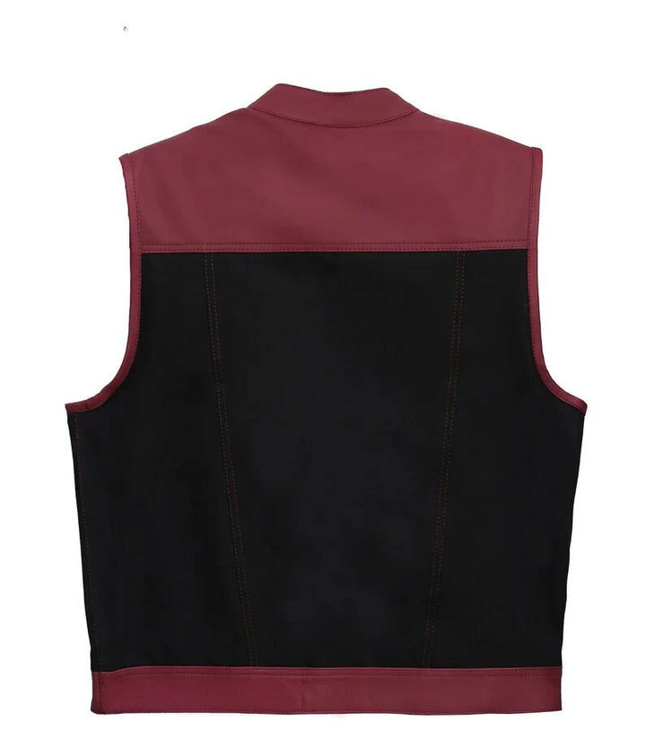 Hand Made Leather & Denim OX Blood Biker Rally Rider Motorcycle MC Club Men Vest - LEATHER CHAPTER