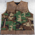 Leather Vest Hand Made Distress Brown Green Camo Waistcoat and Leather Son of Anarchy Club Biker Moto Vest Gifts For Men , Gifts For Him - LEATHER CHAPTER