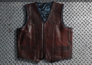 Leather Vest Maroon Red Distress Leather Men Vest Biker vest Motorcycle Vest Men Motorcycle Gifts For Men Western Vest Cowboy Vest - LEATHER CHAPTER