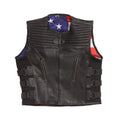 Hand Made Swat USA Straight Quilted Biker Rider Leather MC Mens Motorcycle Vest - LEATHER CHAPTER