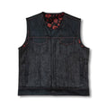Men's Biker Vest Or Hunt Club Leather Builder Diamond Quilted Motorcycle Vest Black & Red - LEATHER CHAPTER