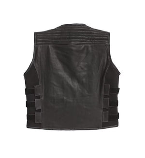 Hand Made Swat USA Straight Quilted Biker Rider Leather MC Mens Motorcycle Vest - LEATHER CHAPTER
