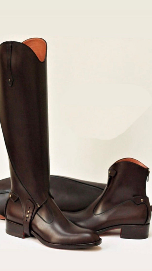 Classic Brown Riding Boots for Women - Knee High Leather Boots for Horse Riding Vintage Style Brown Riding Boots - Tall Leather Boots - LEATHER CHAPTER