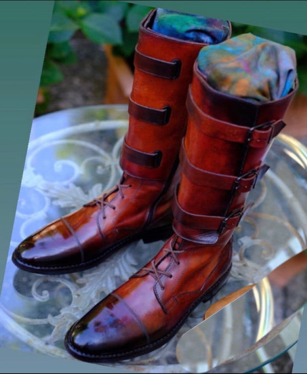 Custom-Made Brown Leather Riding Boots - Perfect Fit for All-Day Comfort. Brown Oxford Riding Boots for Men and Women - LEATHER CHAPTER