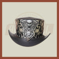 Leather Cross Skull Engine Skull Engine Band Motorcycle Biker Rider Top Hat - LEATHER CHAPTER