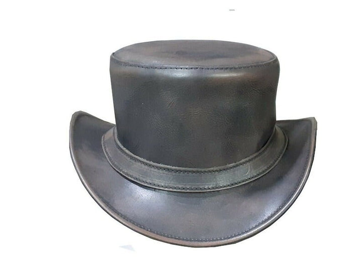 Distress brown wax leather steampunk biker top hat motorcycle wear. Black Hat Biker Hat, Cowboy Hat - LEATHER CHAPTER