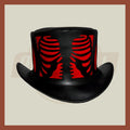 Skeleton Red Ribs Style Steampunk Black Leather Top Hat Old Style Biker - LEATHER CHAPTER