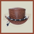 Wax Leather Teeth band Crocodile Style Steampunk Western Red Indian Top hat - LEATHER CHAPTER