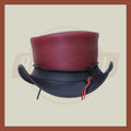 Purplish Black Contras Zipper Style Steampunk Leather Top Hat Motorcycle Biker - LEATHER CHAPTER