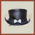 Leather Steampunk Biker Collar Butterfly Tie Style Motorcycle Top Hat Black Biker - LEATHER CHAPTER