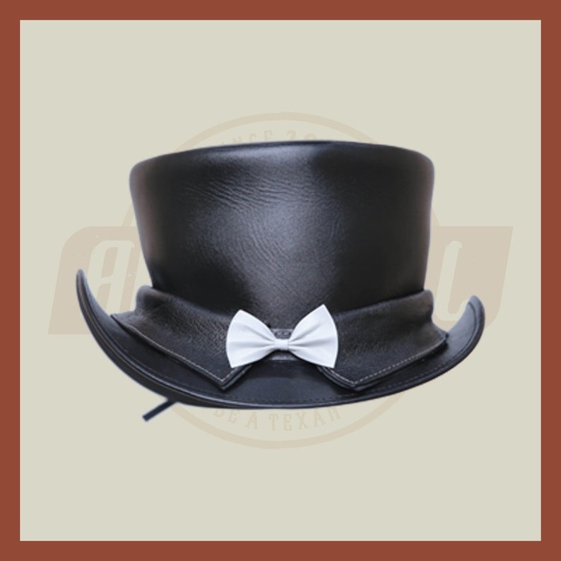Leather Steampunk Biker Collar Butterfly Tie Style Motorcycle Top Hat Black Biker - LEATHER CHAPTER