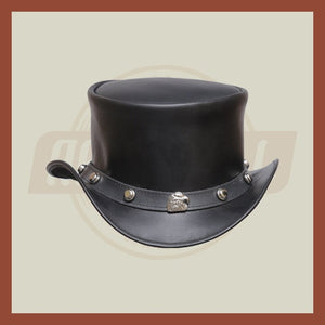 Eagle Head Stutt Band Steampunk Leather Top Hat Motorcycle Biker Rider - LEATHER CHAPTER