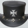 Steampunk Chopper Cross Leather Black Motorcycle Top Hat Biker - LEATHER CHAPTER