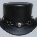 Steampunk El Dorado The Swagger Black Flower Concho Band Leather Top Hat - LEATHER CHAPTER