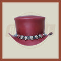 Brownish Purple Leather Skull & Skulls D Band Steampunk Top Hat Motorcycle Rider Biker - LEATHER CHAPTER
