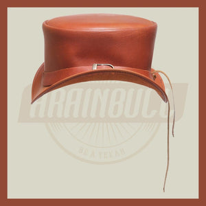 Steampunk Bromley Steampunk Carriage Band Motorcycle Rider biker Top Hat - LEATHER CHAPTER