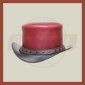 Steampunk Purplish Leather Black Revit Band Motorcycle Biker Rider Top Hat - LEATHER CHAPTER