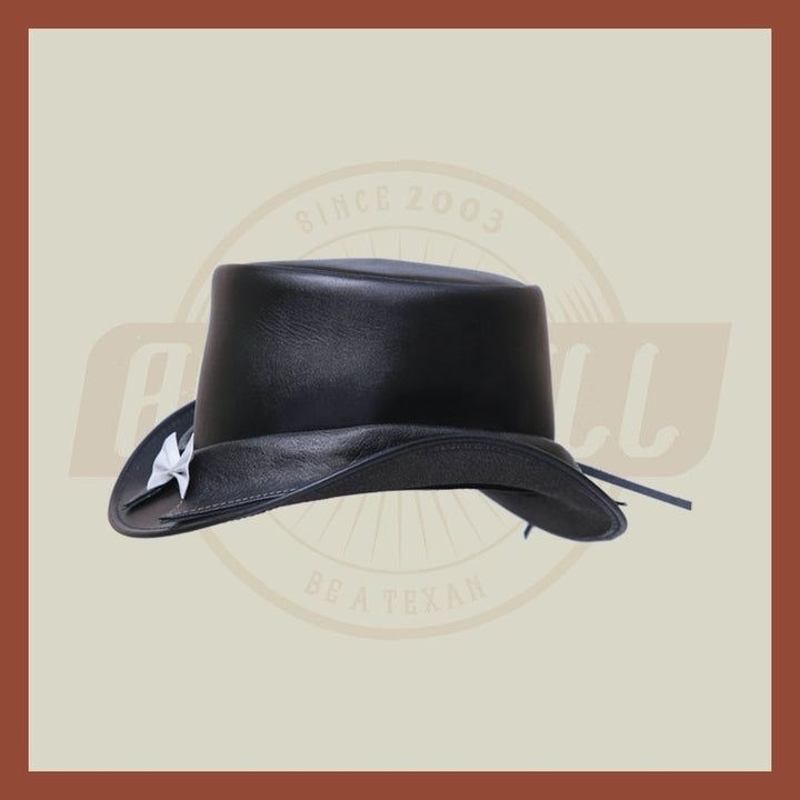 Leather Steampunk Biker Collar Butterfly Tie Style Motorcycle Top Hat Black Biker - LEATHER CHAPTER