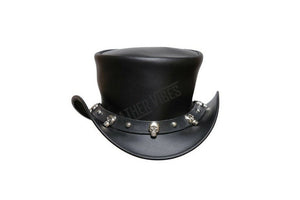 Skull and Studd Band Real Leather Steampunk Top Hat Motorcycle Rider Biker - LEATHER CHAPTER