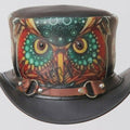 Steampunk Owl Crazy Skull Ring Band Leather Top Hat Wisdom - LEATHER CHAPTER