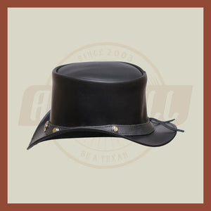 Eagle Head Stutt Band Steampunk Leather Top Hat Motorcycle Biker Rider - LEATHER CHAPTER