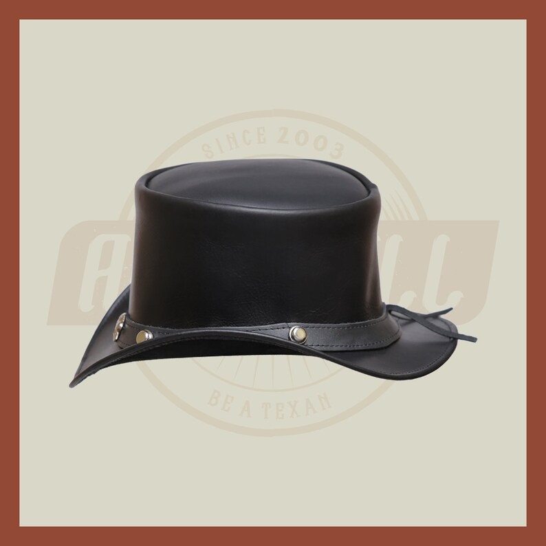 Eagle Head Stutt Band Steampunk Leather Top Hat Motorcycle Biker Rider - LEATHER CHAPTER