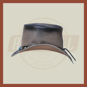 Smoke Black Shaded Stone Band Western Red Indian Leather Top Hat Steampunk - LEATHER CHAPTER