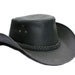 Cowboy Hat Outback Hat Unisex Western-Style Hat For Men Breaded Band Black Leather Hat For Women Gift For Him Gift For Her - LEATHER CHAPTER