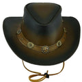 Cowboy Hat Outback Hat Unisex Western-Style Hat For Men Distressed Brown Leather Hat For Women Gift For Him Gift For Her - LEATHER CHAPTER