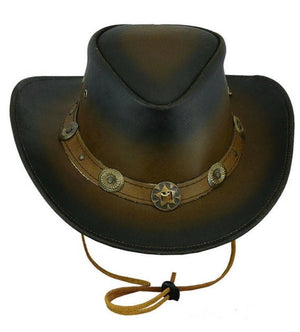 Cowboy Hat Outback Hat Unisex Western-Style Hat For Men Distressed Brown Leather Hat For Women Gift For Him Gift For Her - LEATHER CHAPTER