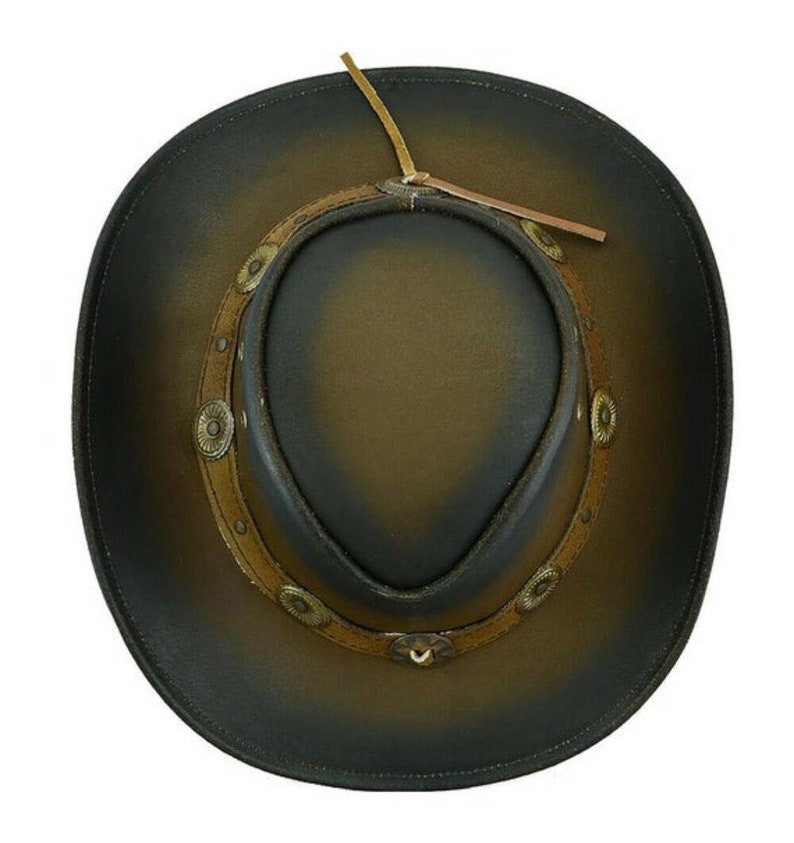 Cowboy Hat Outback Hat Unisex Western-Style Hat For Men Distressed Brown Leather Hat For Women Gift For Him Gift For Her - LEATHER CHAPTER