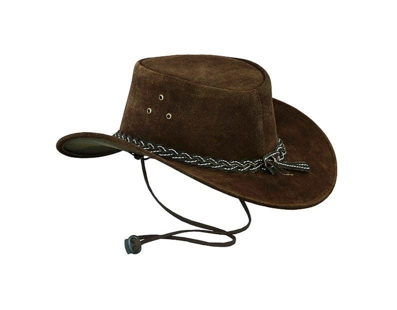 Cowboy Hat Outback Hat Unisex Western-Style Hat For Men Chocolate Suede Hat For Women Gift For Him Gift For Her - LEATHER CHAPTER