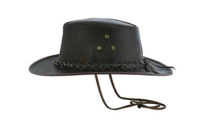 Cowboy Hat, Australian Outback Hat With Wide Brim And Braided Leather Band - LEATHER CHAPTER