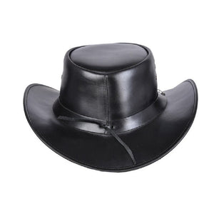 Cowboy Hat Outback Hat Unisex Western-Style Hat For Men Skull Chain Band Black Leather Hat For Women Gift For Him Gift For Her - LEATHER CHAPTER