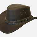 Cowboy Hat Outback Hat Unisex Western-Style Hat For Men Breaded Band Brown Leather Hat For Women Gift For Him Gift For Her - LEATHER CHAPTER