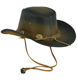 Cowboy Hat Outback Hat Unisex Western-Style Hat For Men Distressed Brown Leather Hat For Women Gift For Him Gift For Her - LEATHER CHAPTER