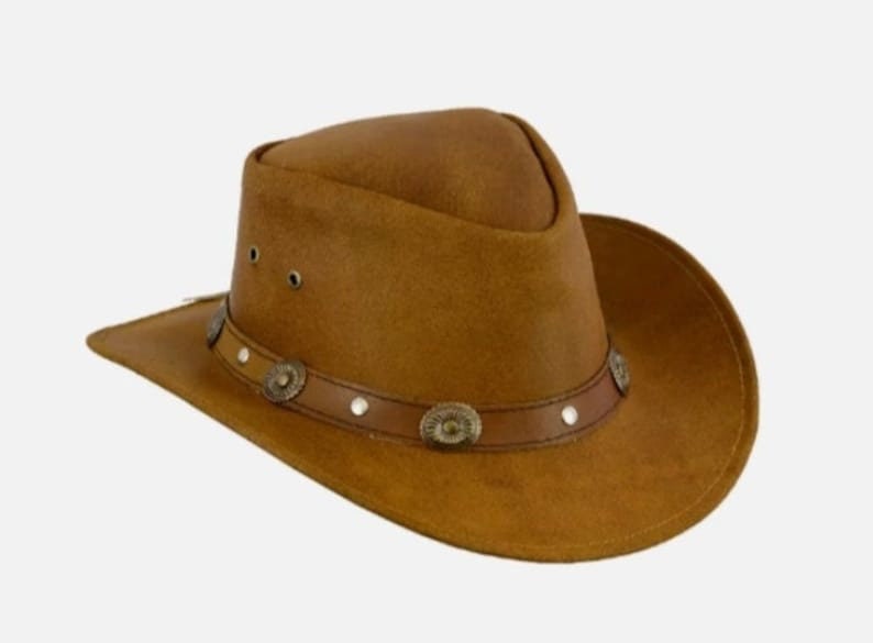 Cowboy Hat Outback Hat Unisex Western-Style Hat For Men Brown Suede Hat For Women Gift For Him Gift For He - LEATHER CHAPTER