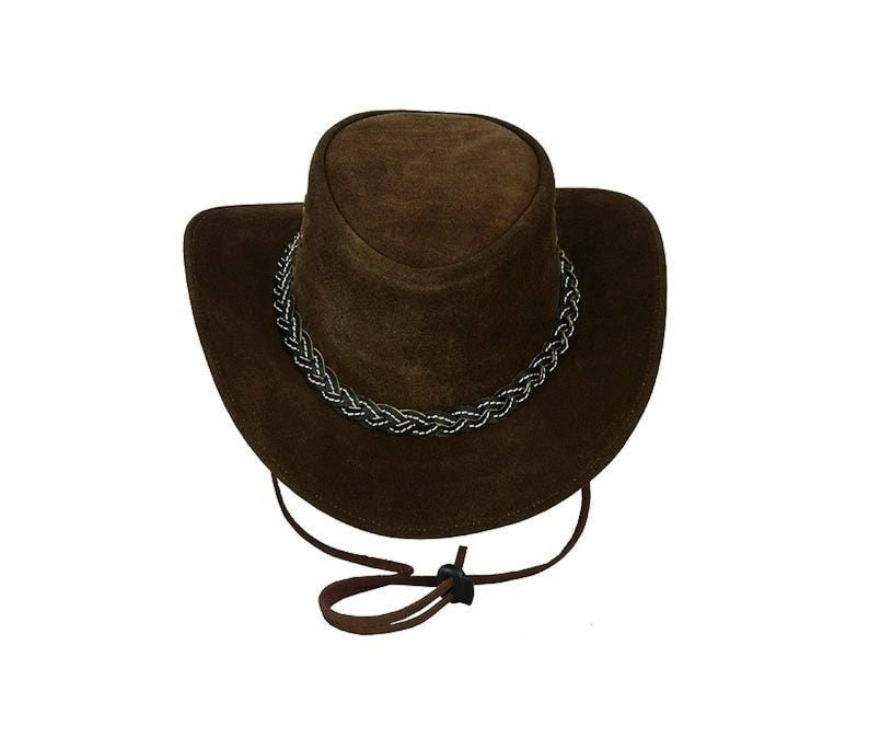 Cowboy Hat Outback Hat Unisex Western-Style Hat For Men Chocolate Suede Hat For Women Gift For Him Gift For Her - LEATHER CHAPTER