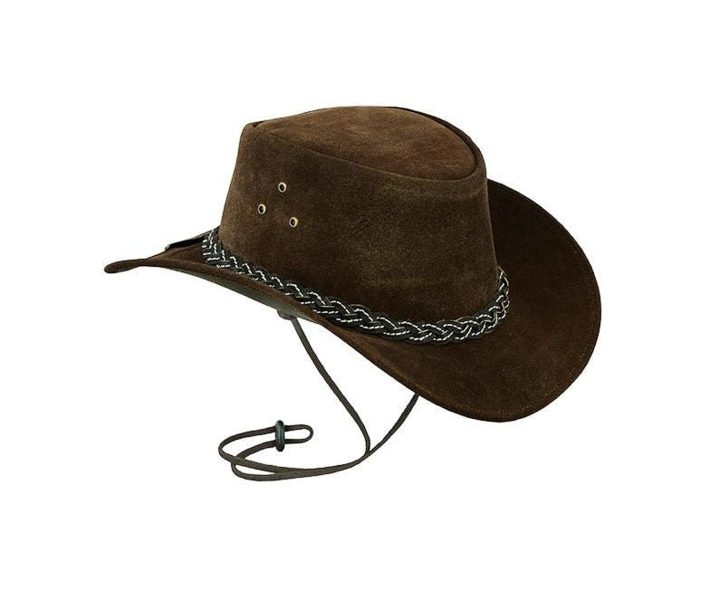 Cowboy Hat Outback Hat Unisex Western-Style Hat For Men Chocolate Suede Hat For Women Gift For Him Gift For Her - LEATHER CHAPTER