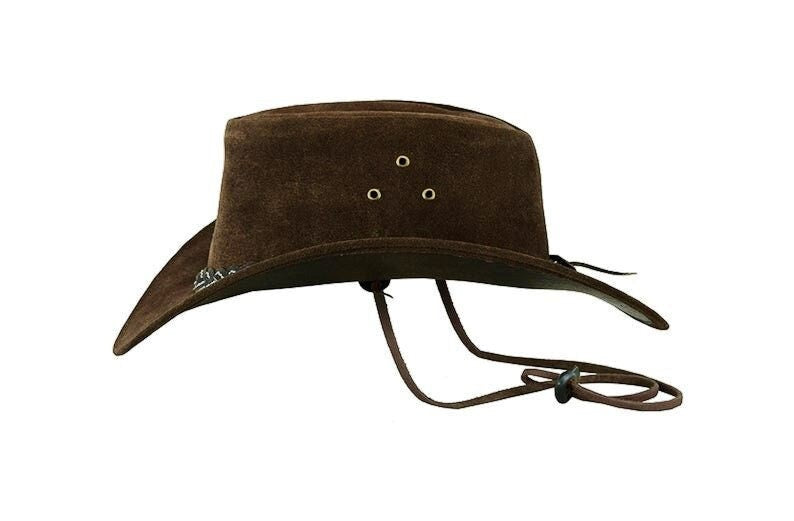 Cowboy Hat Outback Hat Unisex Western-Style Hat For Men Chocolate Suede Hat For Women Gift For Him Gift For Her - LEATHER CHAPTER