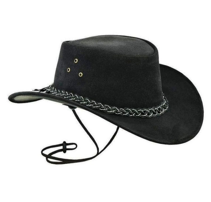 Cowboy Hat Outback Hat Unisex Western-Style Hat For Men Black Suede Hat For Women Gift For Him Gift For Her - LEATHER CHAPTER
