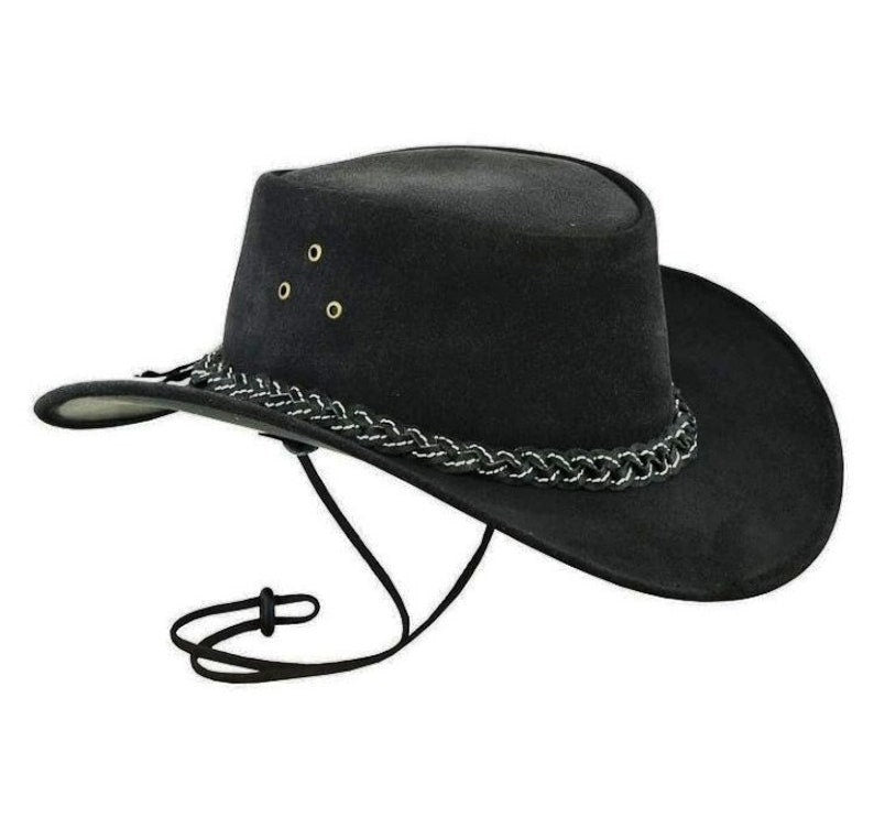 Cowboy Hat Outback Hat Unisex Western-Style Hat For Men Black Suede Hat For Women Gift For Him Gift For Her - LEATHER CHAPTER