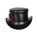Steampunk Hat El Dorado Top Hat With Simple Band & Feathers Black Leather Top Hat Steampunk Hat Biker Hat Motorcyclist Hat - LEATHER CHAPTER